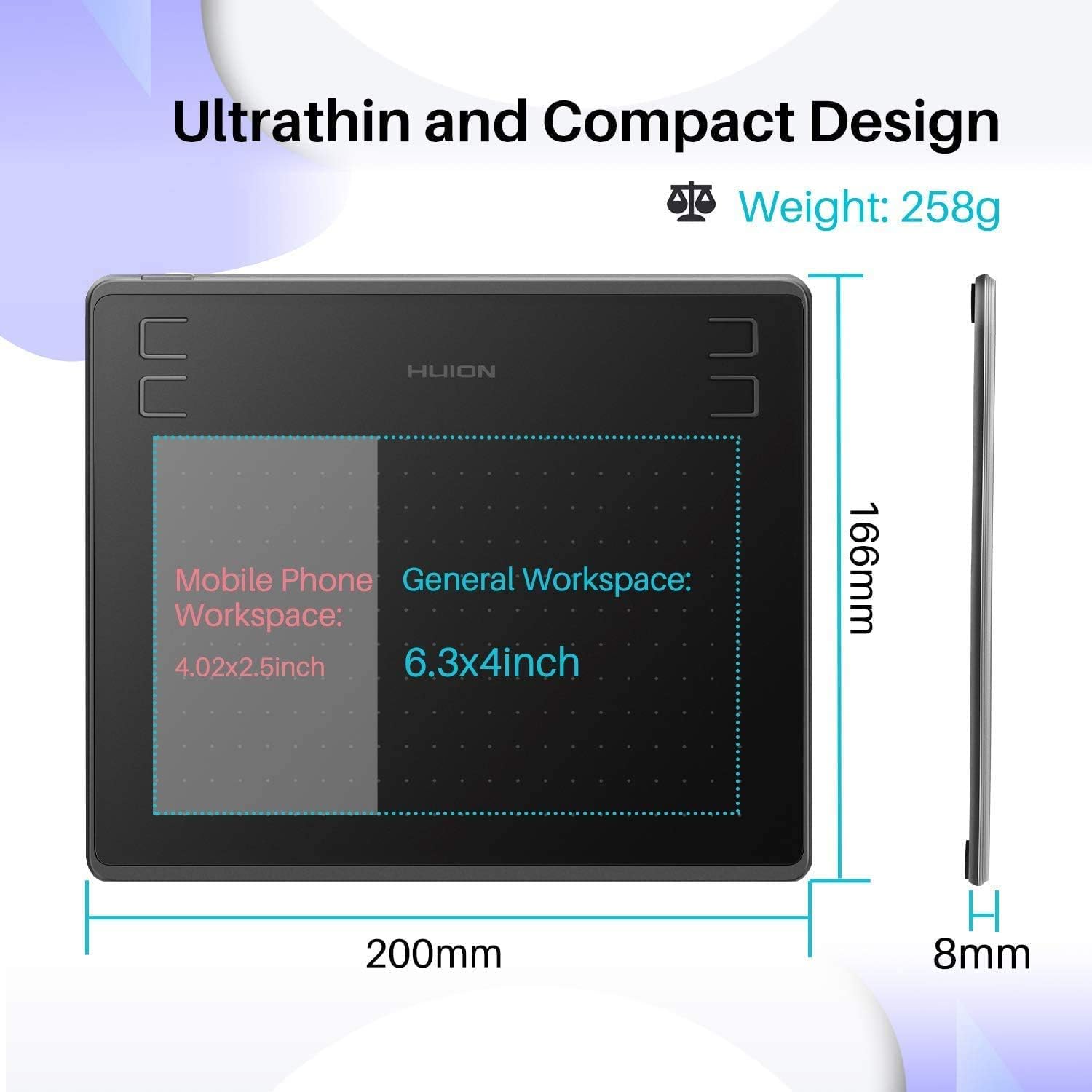 HUION HS64 Graphic Tablet 6Inc - đánh giá và giá Graphic Tablet Accessories