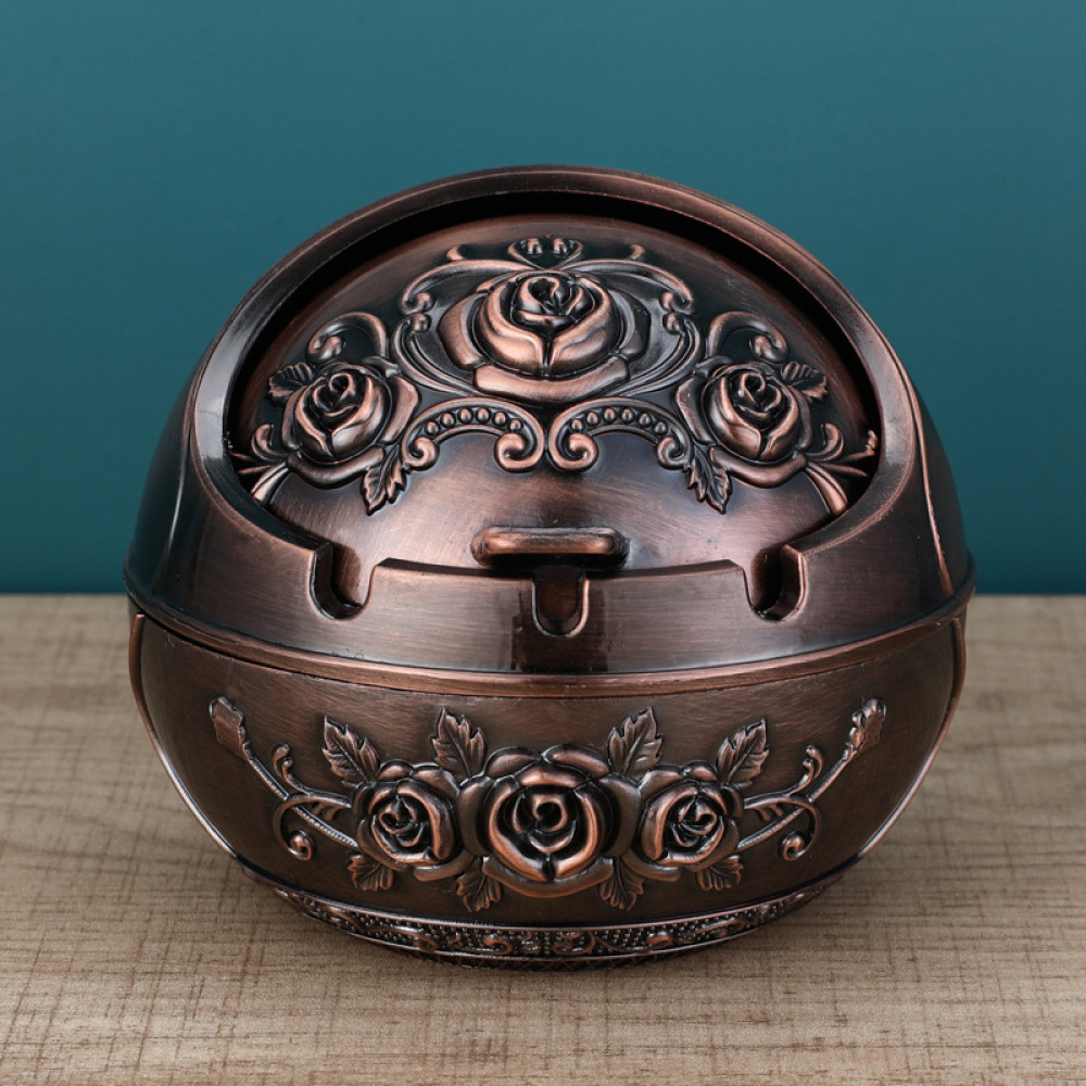 Retro Metal Ashtray With Lid D - đánh giá và giá Office Table Accessories Unique